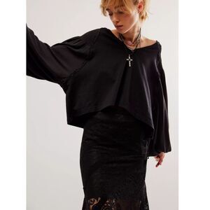 Free People Women's OB1783469 Size Small Black Kathy T-Shirt Blouse NWT